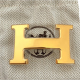 Hermes Plated Yellow Gold Shiny Buckle H 32mm, New with Plastic Protection! - poupishop