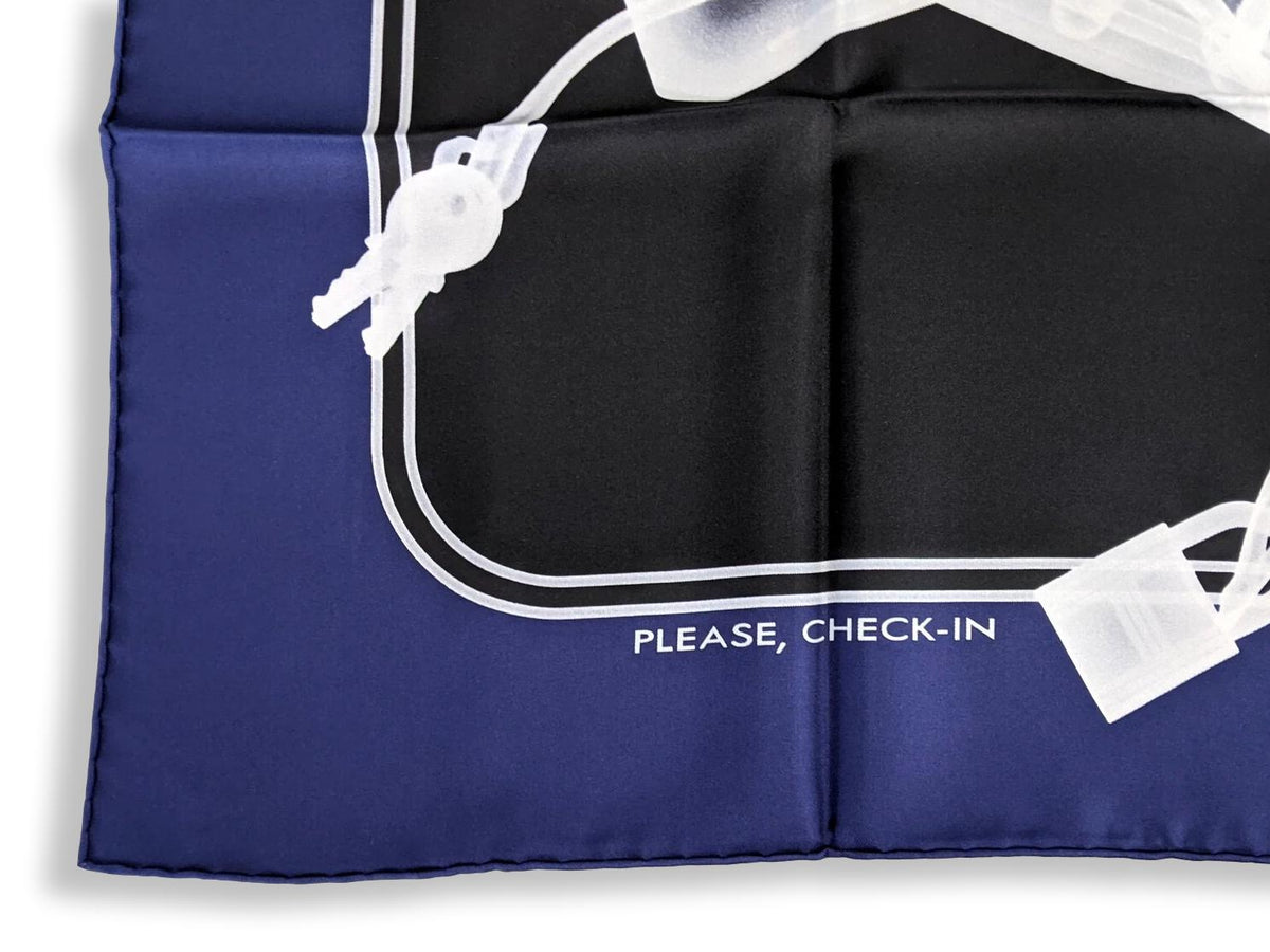 Hermes [AC11] Marine/Noir/Blanc PLEASE CHECK IN by Dimitri Rybaltchenko Twill Carre 90 cm, BNWTIB!