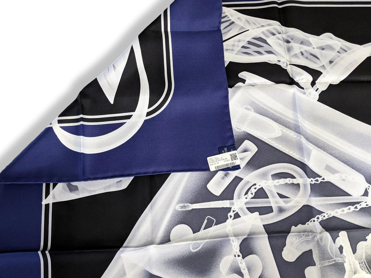 Hermes [AC11] Marine/Noir/Blanc PLEASE CHECK IN by Dimitri Rybaltchenko Twill Carre 90 cm, BNWTIB!
