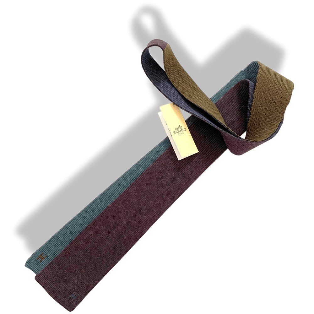 Hermes Plum Navy Bronze Prusse MAILLE DE SOIE 4 TEMPS 100% Mesh Silk Tie 7cm, NWT in Pochette! - poupishop