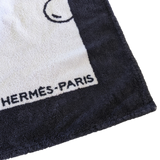 Hermes Noir/Blanc B/W "Poissons" Terry Beach Towel 150 x 90 cm