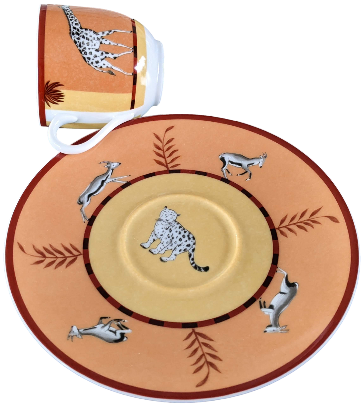 Hermes Orange Porcelain of Limoges "Africa" Coffee Saucer 10 cl / 3.5 fl. oz