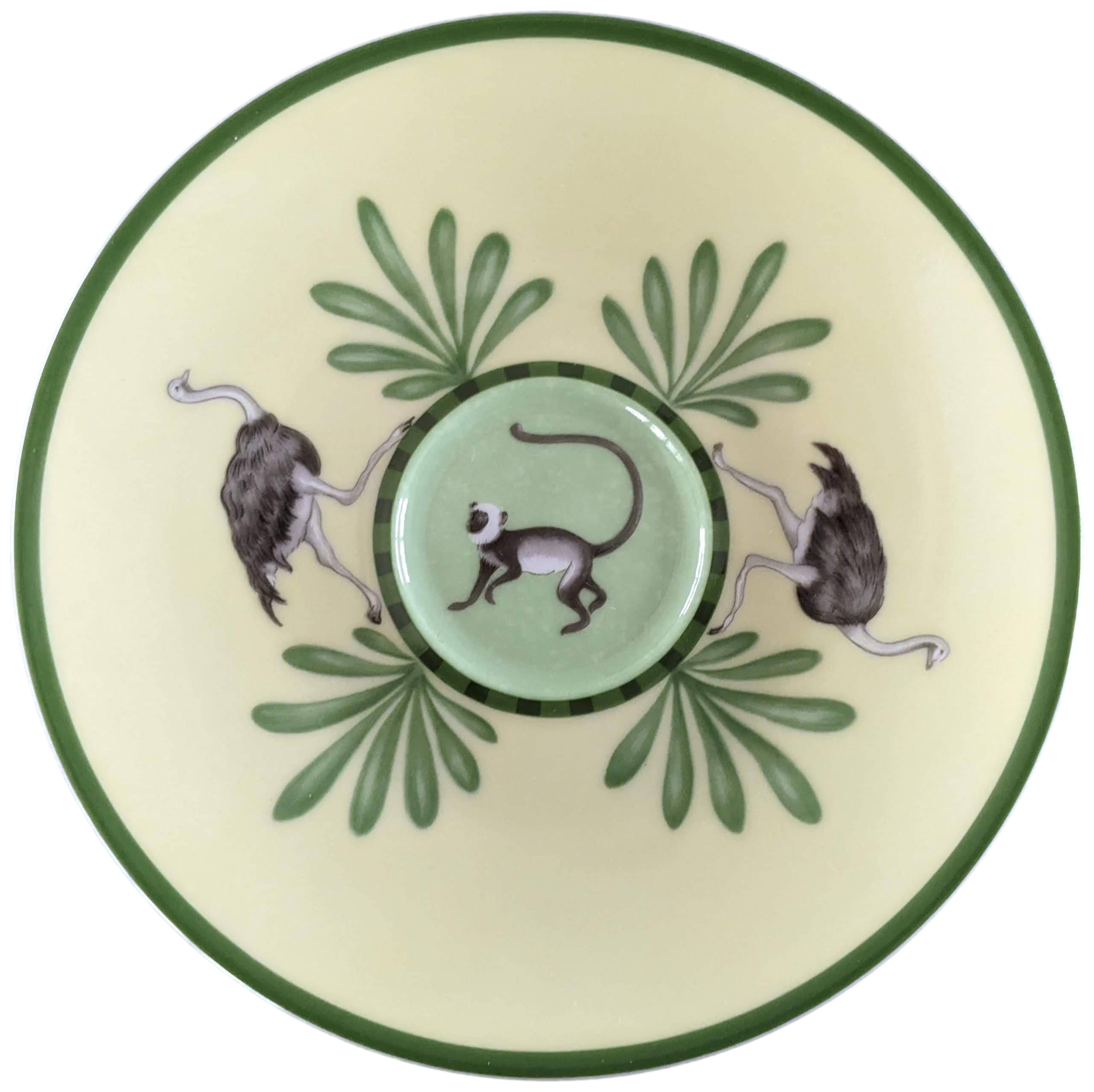 Hermes Green Porcelain of Limoges "Africa" Coffee Saucer 10 cl / 3.5 fl. oz