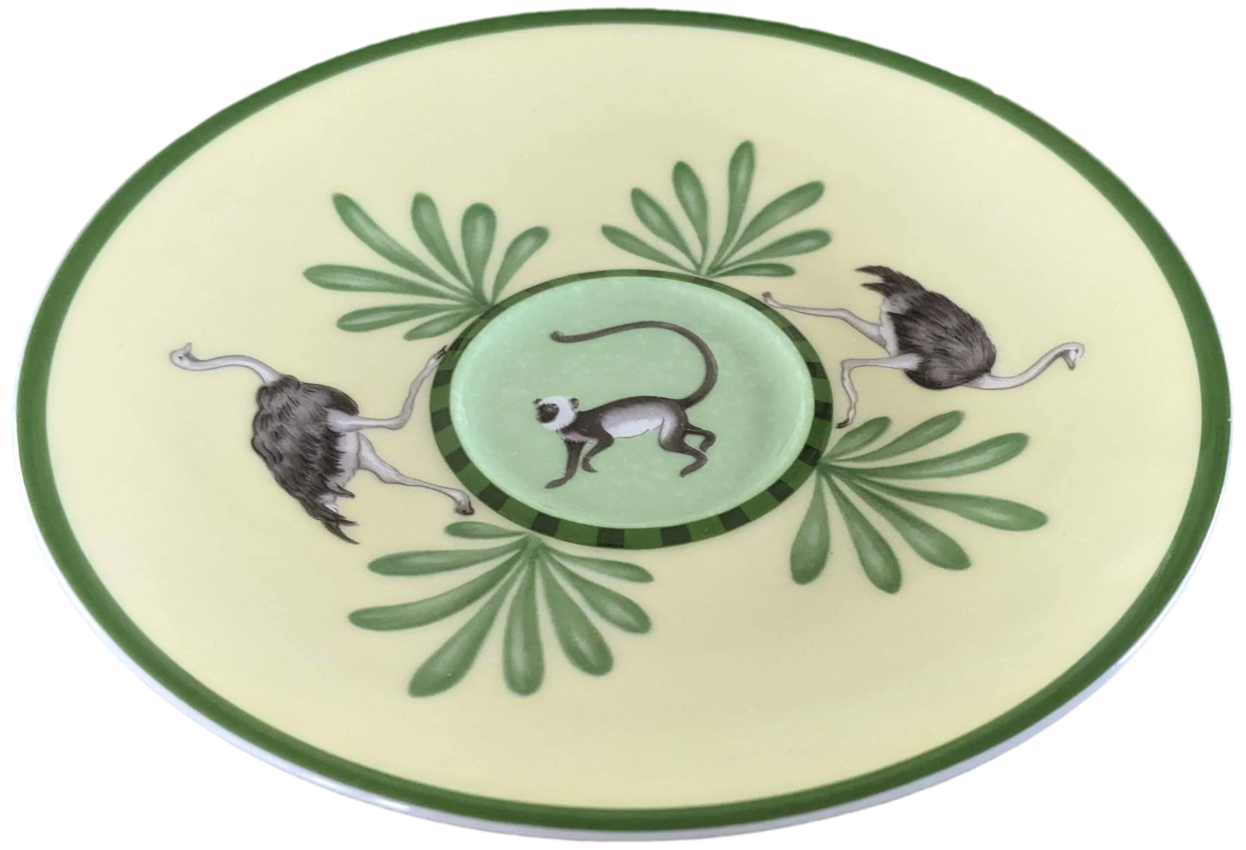 Hermes Green Porcelain of Limoges "Africa" Coffee Saucer 10 cl / 3.5 fl. oz