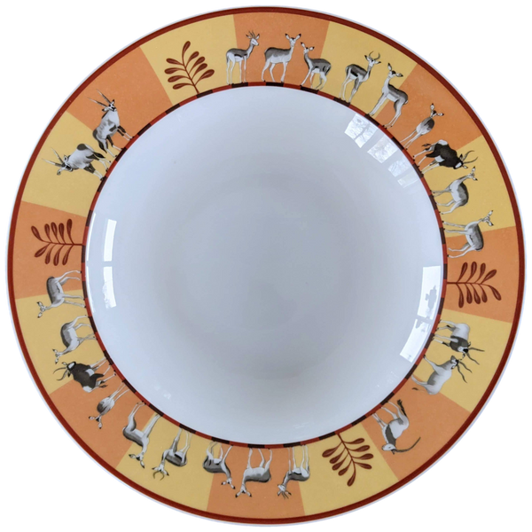 Hermes Orange Porcelain of Limoges "Africa" Deep Dish Ø 29,5 cm