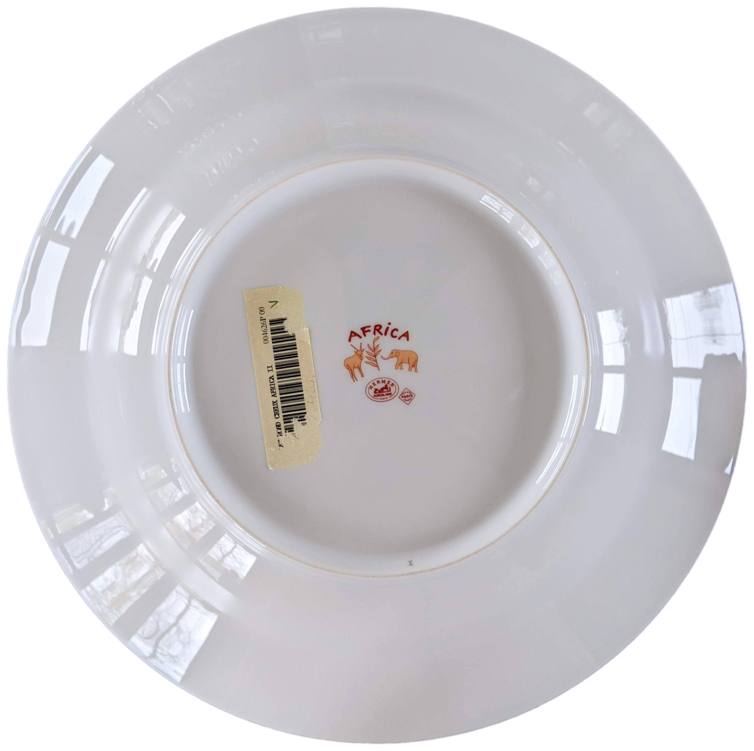 Hermes Orange Porcelain of Limoges "Africa" Deep Dish Ø 29,5 cm