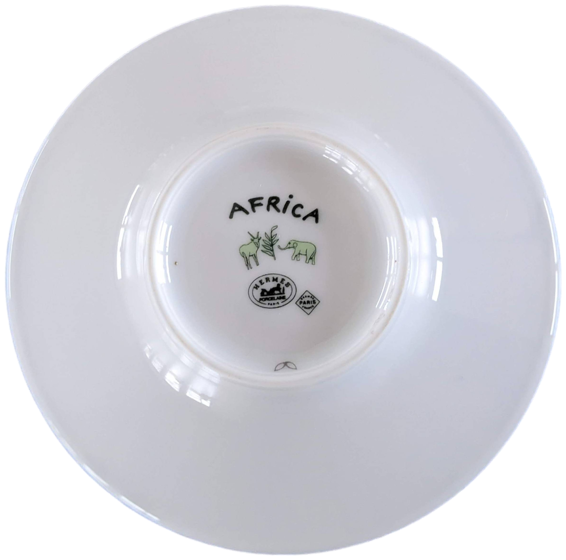 Hermes Green Porcelain of Limoges "Africa" Small Moka Saucer 6 cl / 2.1 fl. oz