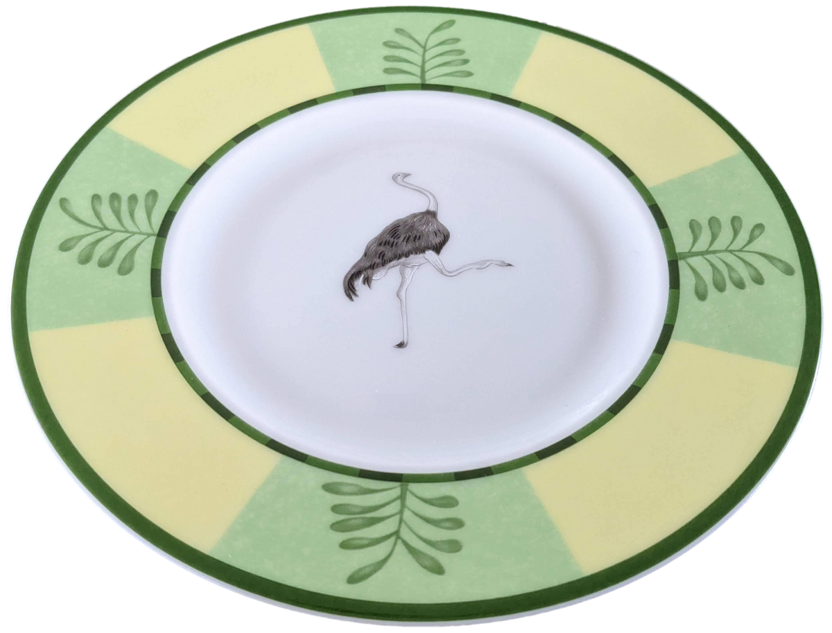 Hermes Green Porcelain of Limoges "Africa" Small Plate Ø 17 cm