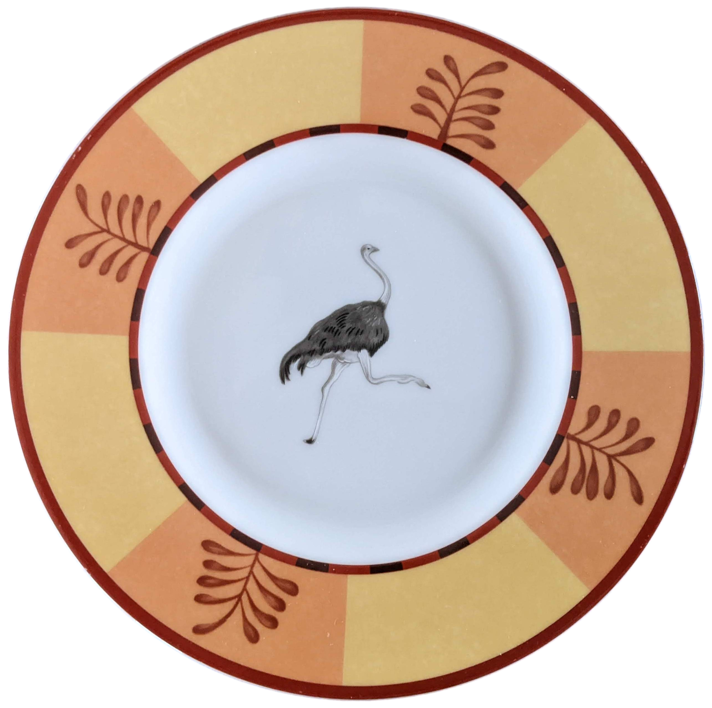 Hermes Orange Porcelain of Limoges "Africa" Small Plate Ø 17 cm