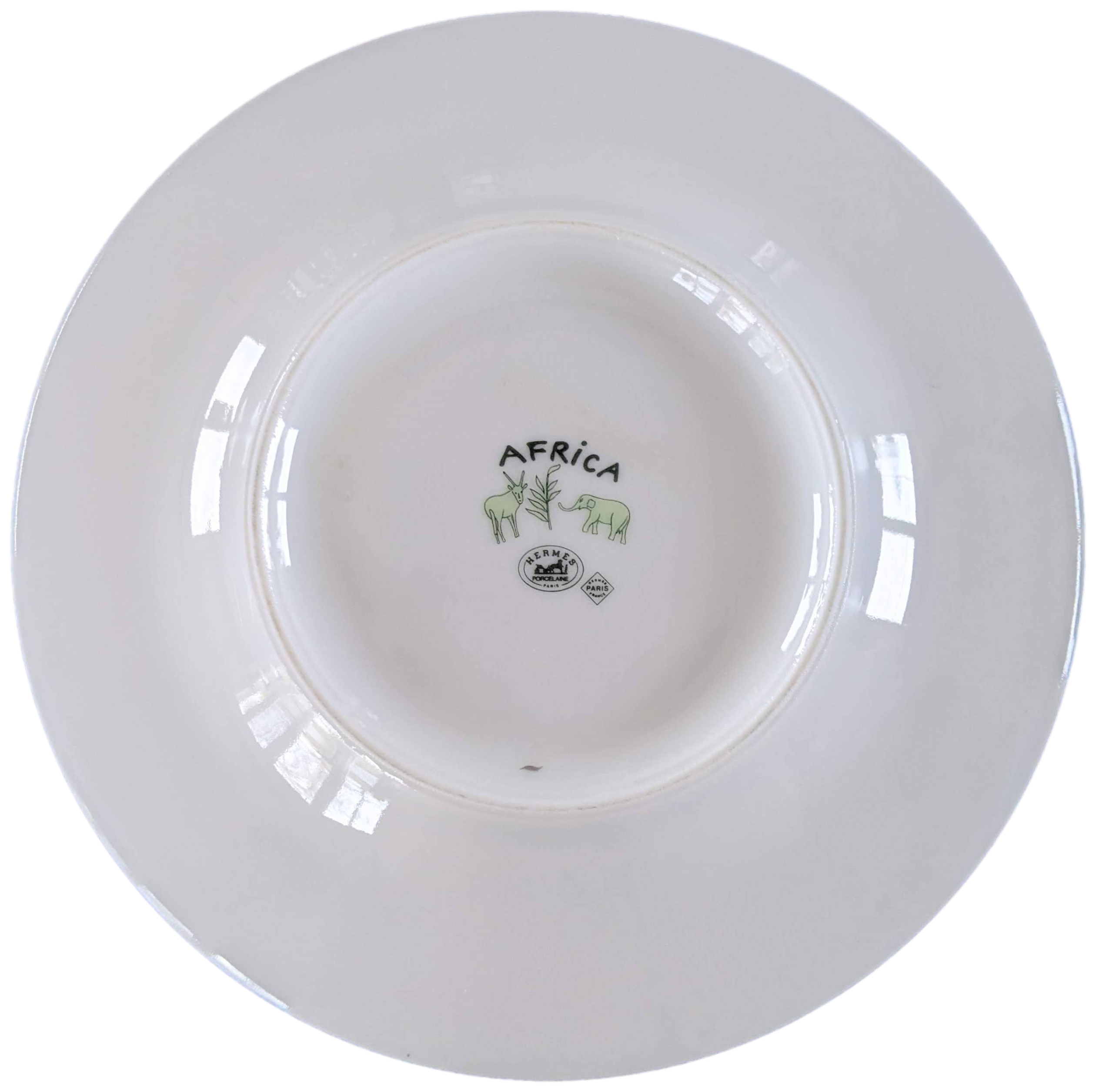 Hermes Green Porcelain of Limoges "Africa" Small Plate Ø 17 cm
