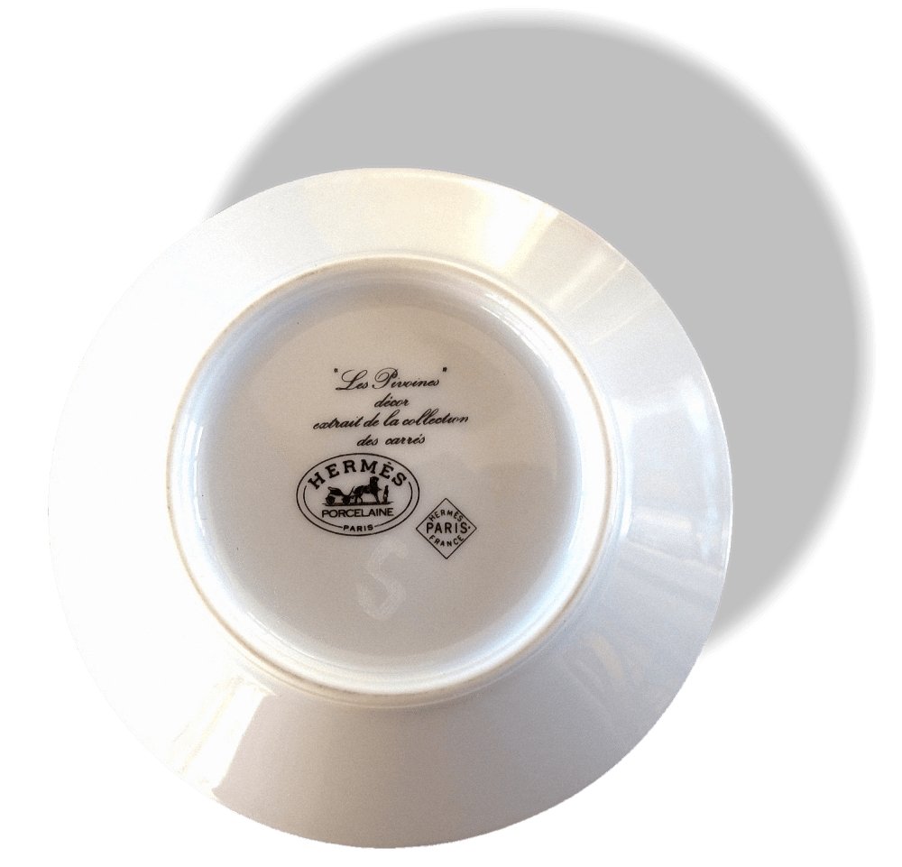 Hermes Porcelain of Limoges Black Les Pivoines Moka Cup & Saucer with Sugar bowl - poupishop