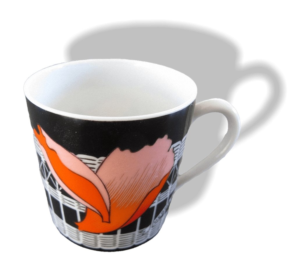 Hermes Porcelain of Limoges Black Les Pivoines Moka Cup & Saucer with Sugar bowl - poupishop