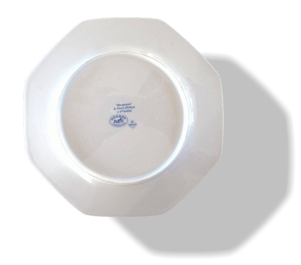 Hermes Porcelain of Limoges Blue Marqueterie de Pierres d'Orient et d'Occident Set of 2 Plates - poupishop