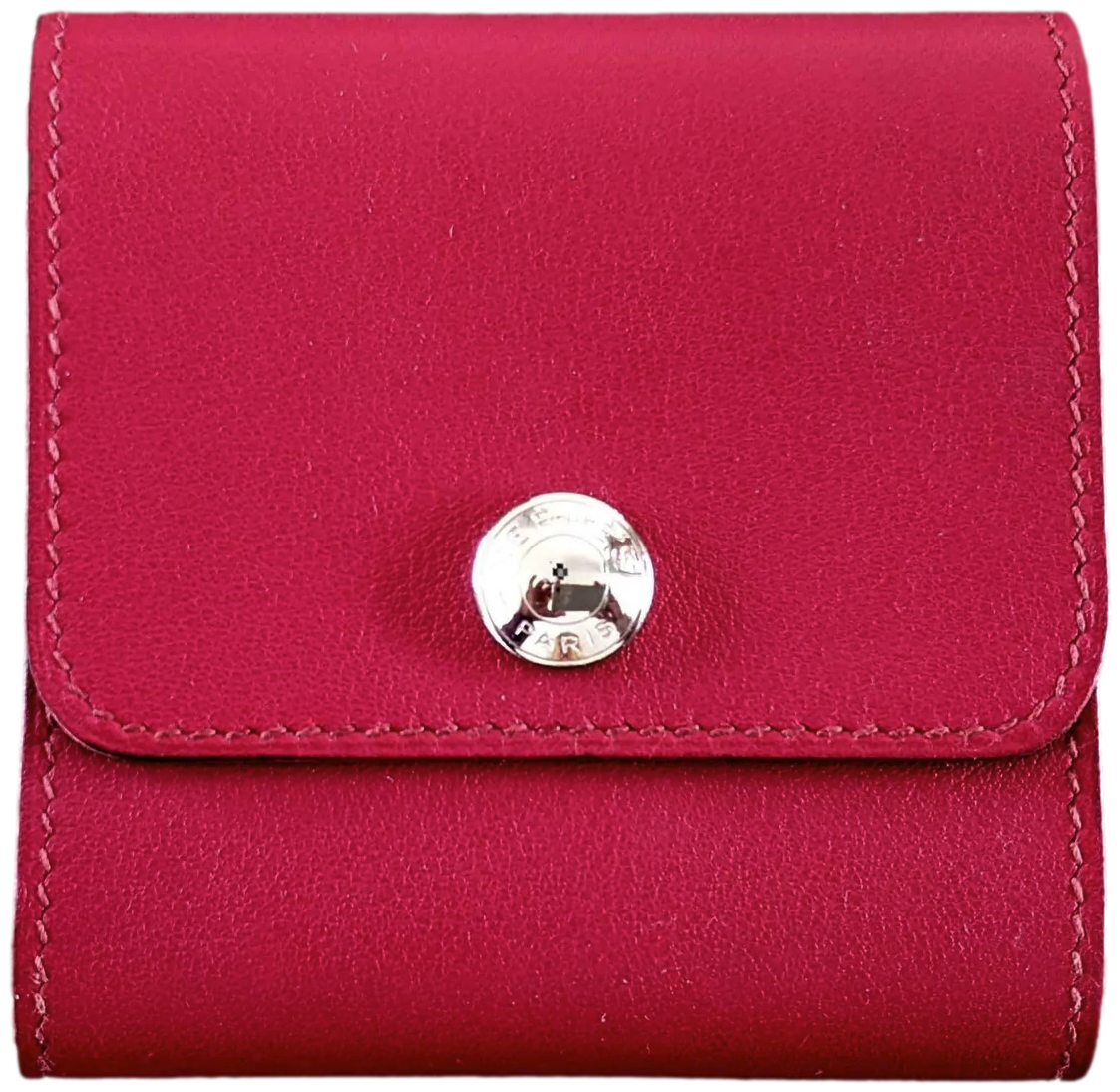 Hermes Rouge Veau/Palladium Etui " Post It Note Case"