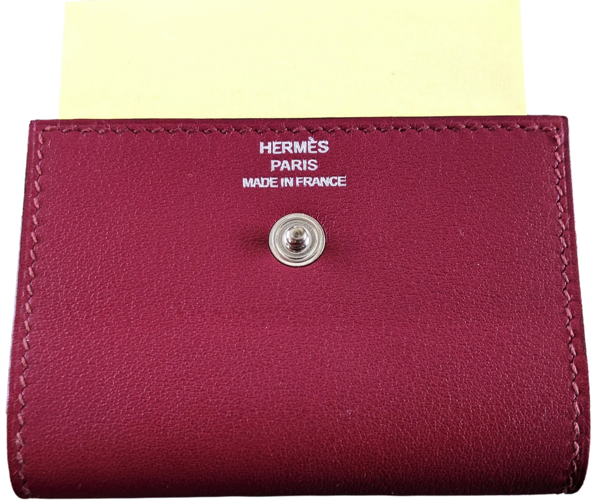Hermes Rouge Veau/Palladium Etui " Post It Note Case"