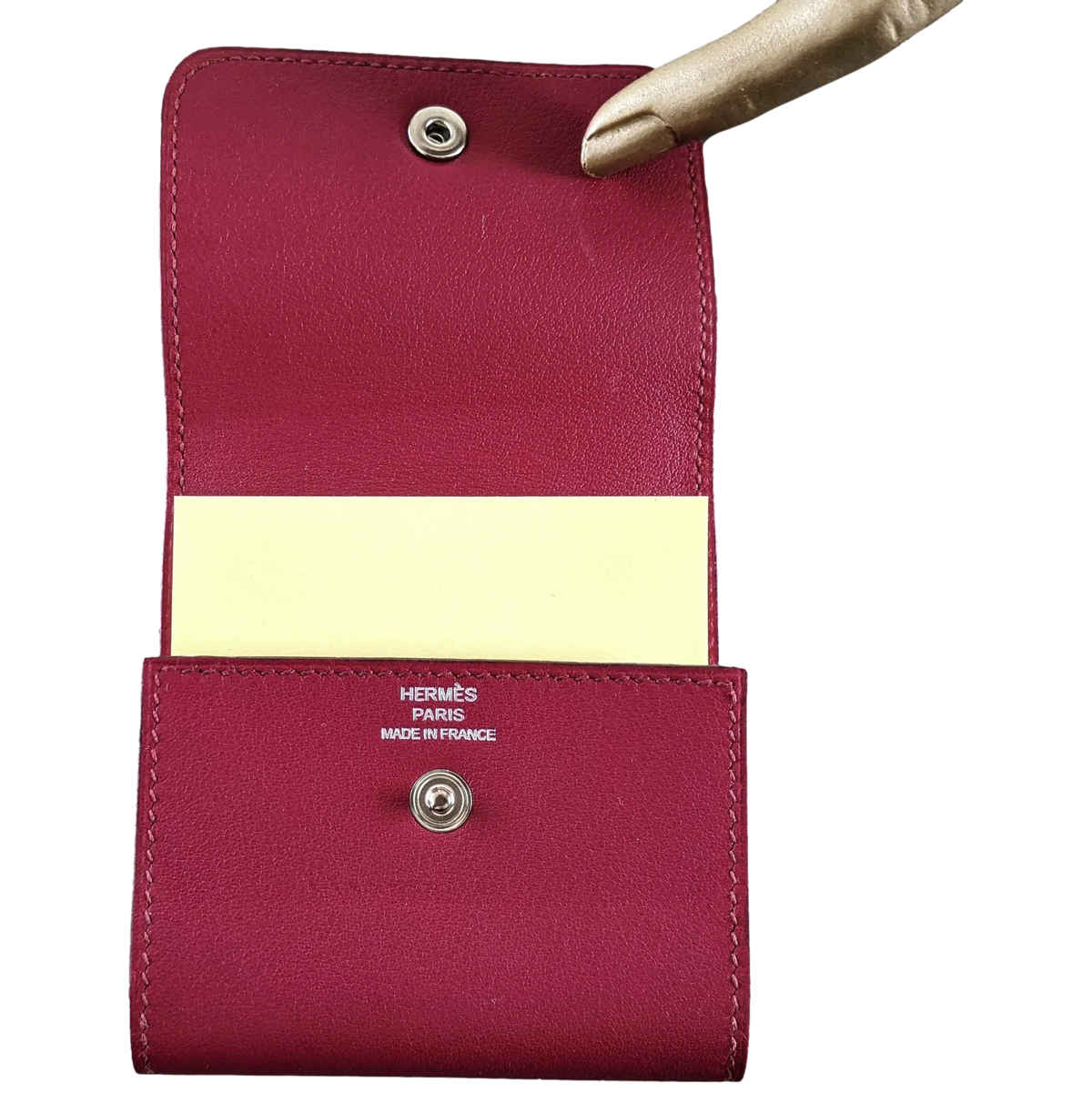 Hermes Rouge Veau/Palladium Etui " Post It Note Case"