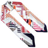 Hermes 2007 Caban/Blanc/Framboise PROMENADE AU FAUBOURG by Nigel Peake Twill Scarf 90cm