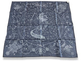 Hermes Prune/Gris/Marine C'EST LA FETE by Daiske Nomura DOUBLE FACE Twill Scarf 90cm, BNWT! - poupishop