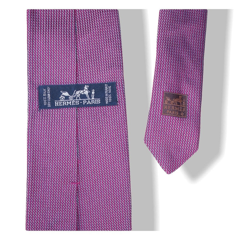 Hermes Purple Metallic effect Thick Silk Tie, New! - poupishop