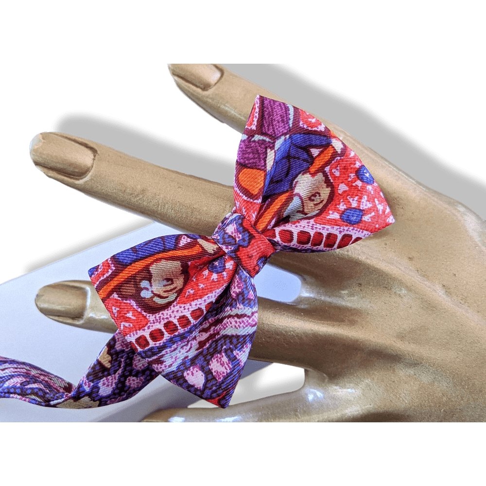 Hermes Purple Red NOEUD PAPILLON EN CARRE LALBHAI Bow Tie for Woman Jacquard Twill Silk, BNIB! - poupishop
