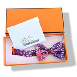 Hermes Purple Red NOEUD PAPILLON EN CARRE LALBHAI Bow Tie for Woman Jacquard Twill Silk, BNIB! - poupishop