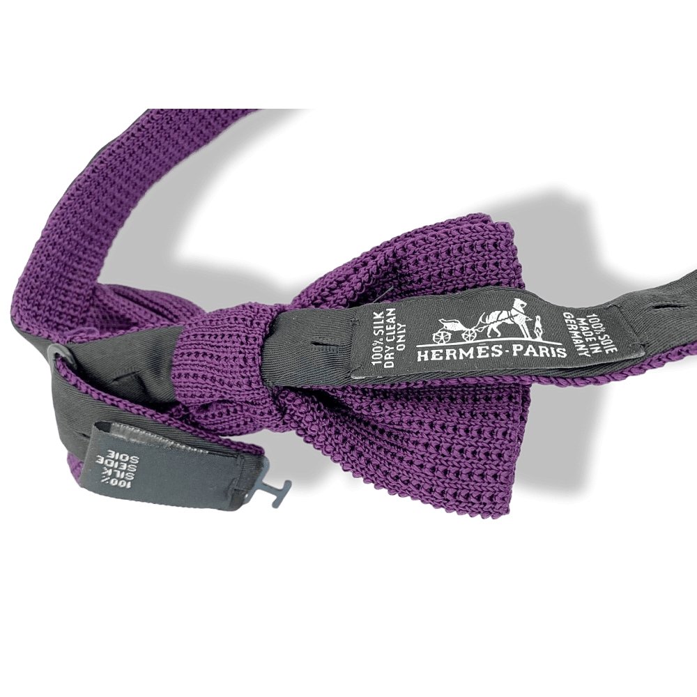 Hermes Purple Self-Tie Bow Tie Adjustable Size in Silk Mesh, New in Pochette! - poupishop