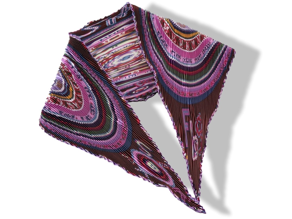 Hermes Purple/Rose/Green TOHU BOHU Pleated Plisse Twill 90cm, Box! - poupishop