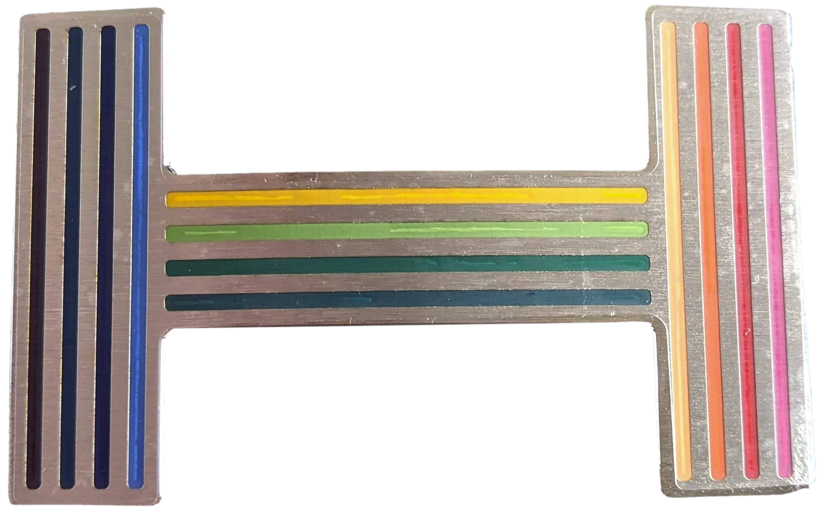 Hermes [100] Multicolore Brushed Palladium "Quizz Rainbow" Belt Buckle 38 mm