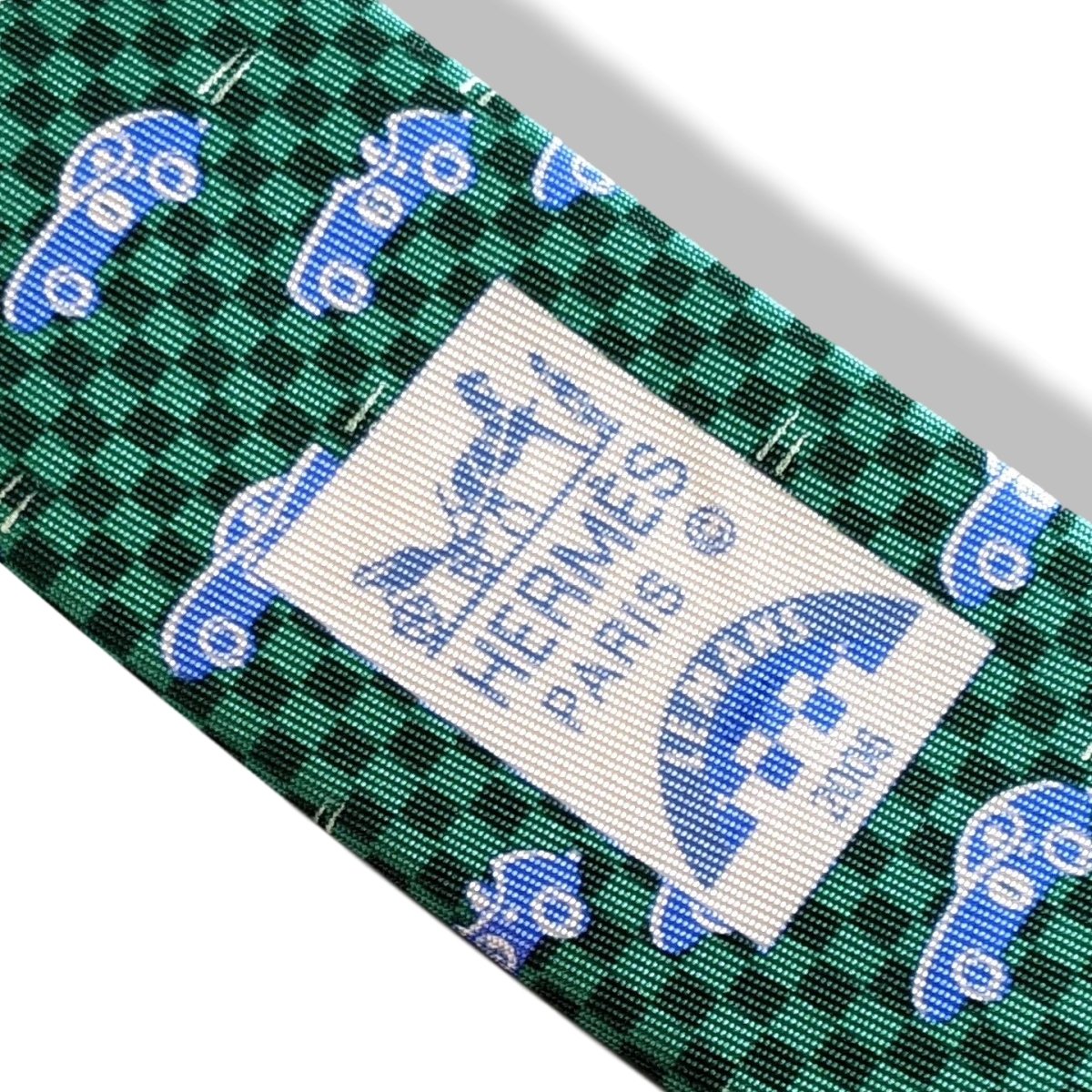 Hermes Racing Limited Edition Green/Blue LE MANS 2006 Cars Print Twill Silk Tie, 5319 TA, Rare! - poupishop
