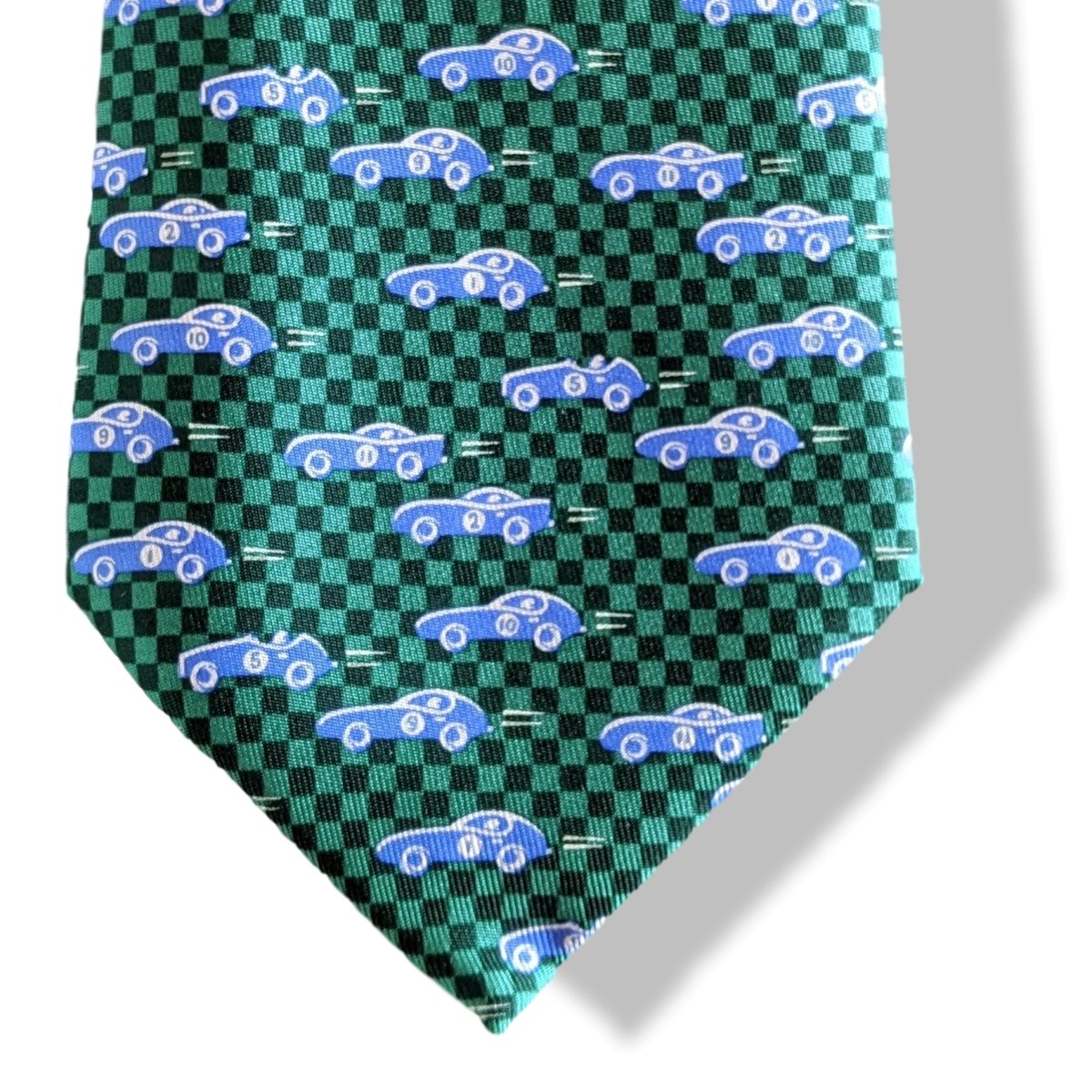 Hermes Racing Limited Edition Green/Blue LE MANS 2006 Cars Print Twill Silk Tie, 5319 TA, Rare! - poupishop