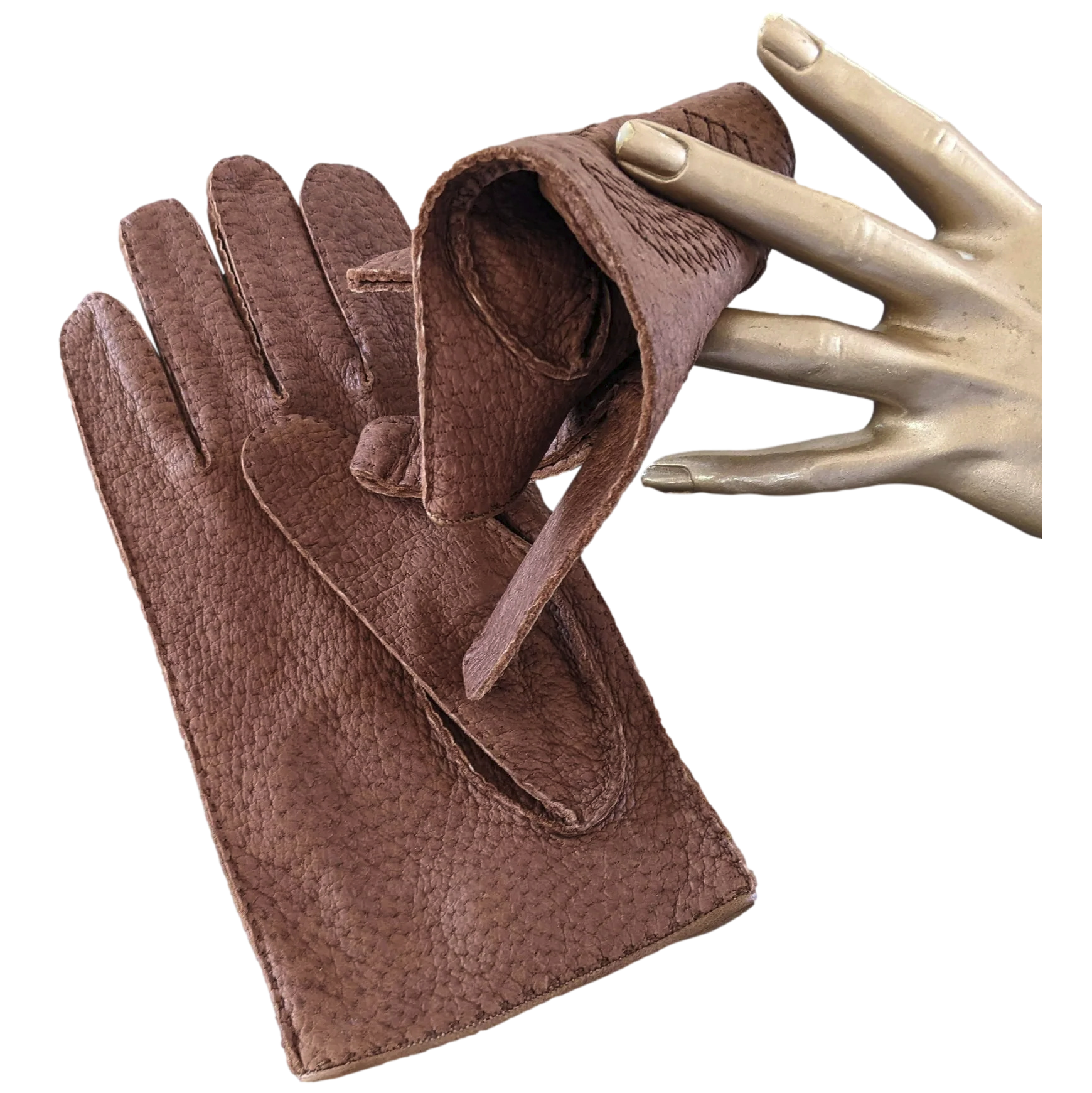 Hermes Men Chocolat Pecari "Rally" Auto Gloves 9.5, Xtra Supple