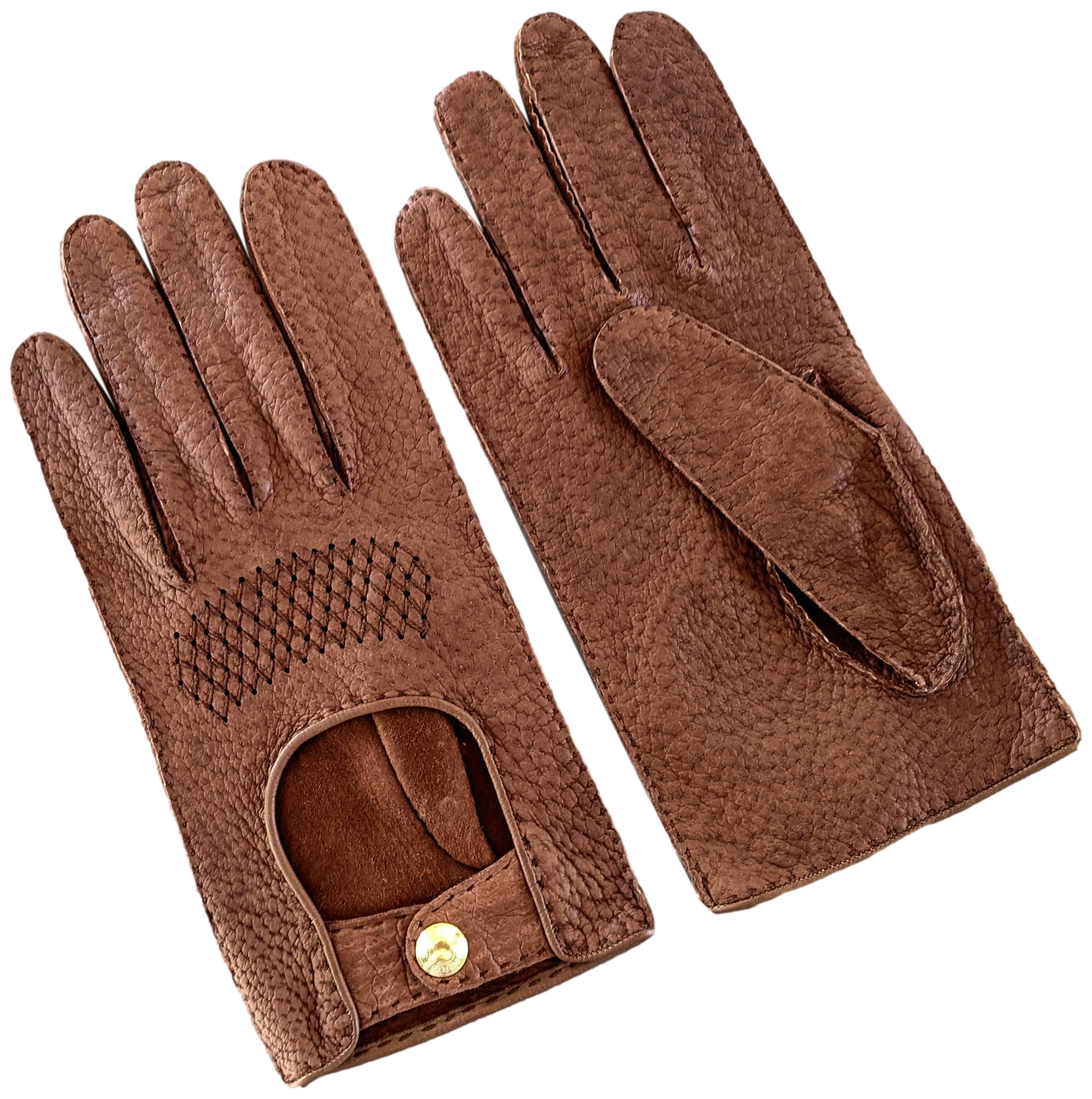 Hermes Men Chocolat Pecari "Rally" Auto Gloves 9.5, Xtra Supple
