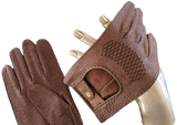 Hermes Men Chocolat Pecari "Rally" Auto Gloves 9.5, Xtra Supple