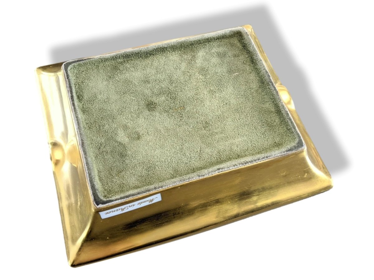 Hermes Rare vintage Gilded with fine gold BIRD Mdme la Torre Limoges Porcelain Cigar Ashtray GM, Superb! - poupishop