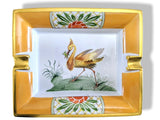Hermes Rare vintage Gilded with fine gold BIRD Mdme la Torre Limoges Porcelain Cigar Ashtray GM, Superb! - poupishop