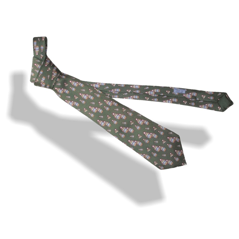 Hermes Rare Vintage Lovely Green Poupees Russes Matriochkas Doll Twill Silk Tie, New! - poupishop