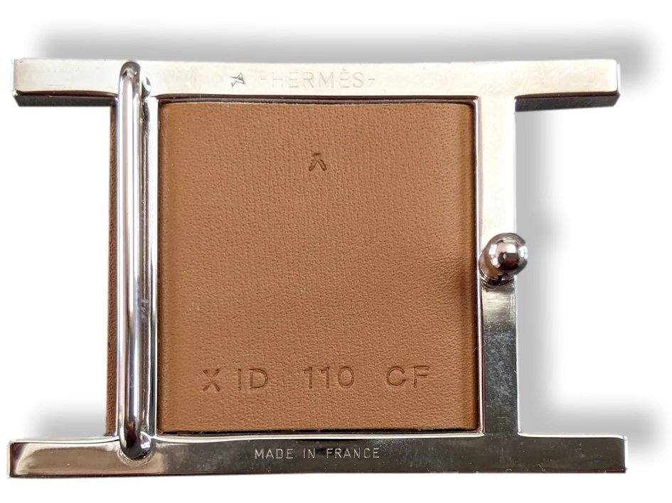 Hermes Rare Vintage Mens' Bourgogne Matt Crocodile/Palladium Belt Buckle KLAY 32 mm, New with Plastic Protection! Box! - poupishop
