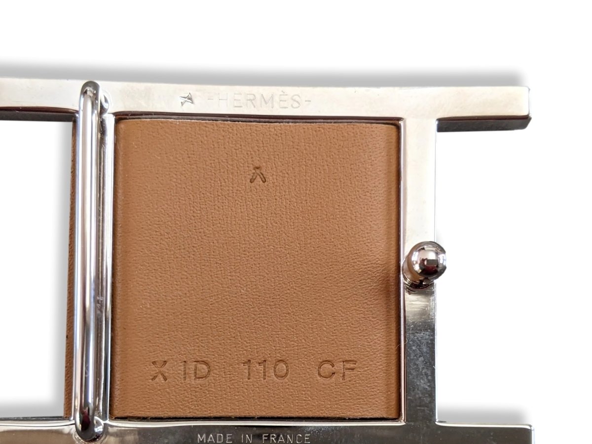 Hermes Rare Vintage Mens' Bourgogne Matt Crocodile/Palladium Belt Buckle KLAY 32 mm, New with Plastic Protection! Box! - poupishop