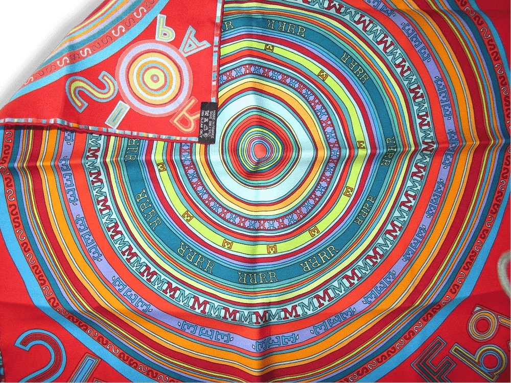 Hermes Red Blue Turquoise Tohu Bohu Twill Gavroche 42cm, Mint! - poupishop