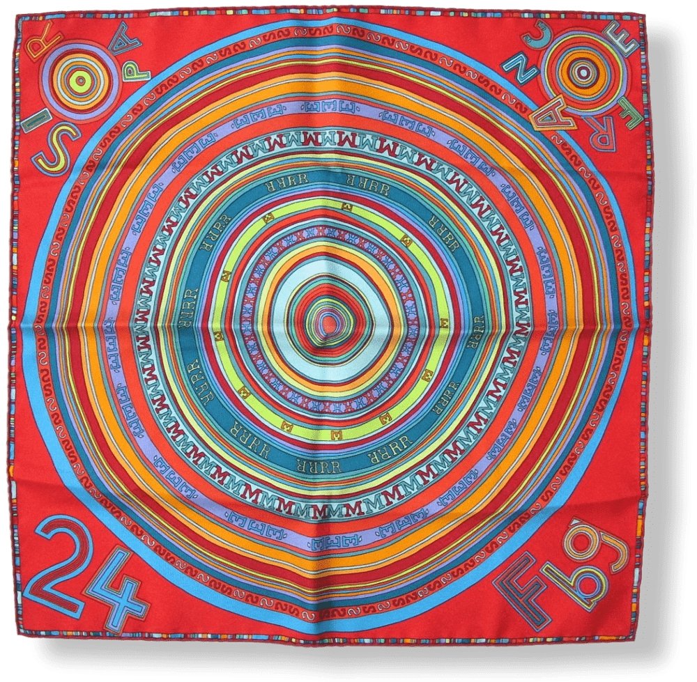 Hermes Red Blue Turquoise Tohu Bohu Twill Gavroche 42cm, Mint! - poupishop