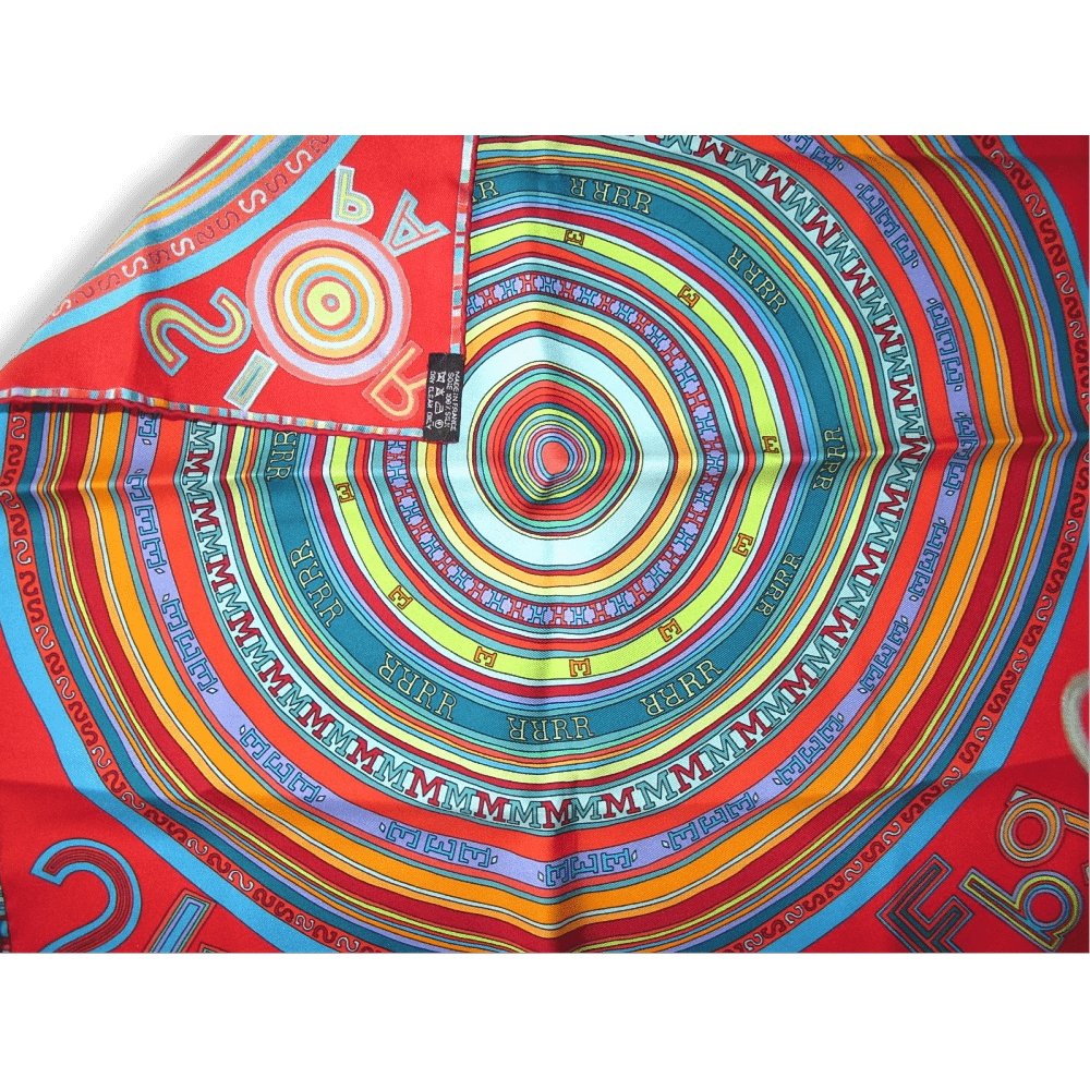 Hermes Red Blue Turquoise Tohu Bohu Twill Gavroche 42cm, NIB! - poupishop
