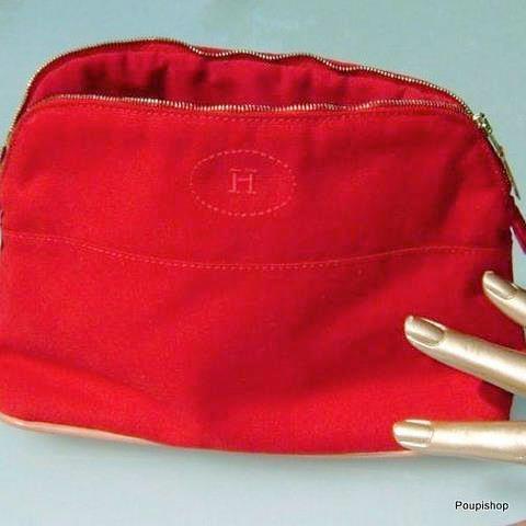 Hermes Red Bolide Travel Cosmetic Bag Pochette MM, New! - poupishop