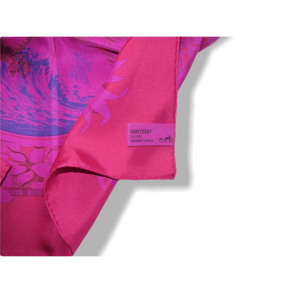 Hermes Red Fuchsia Marine Aloha Dip Dye Surteint Silk Carre 90cm, New! - poupishop
