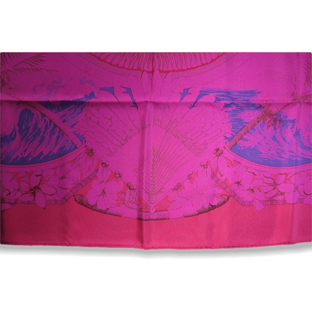 Hermes Red Fuchsia Marine Aloha Dip Dye Surteint Silk Carre 90cm, New! - poupishop