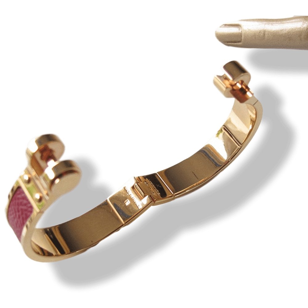 Hermes Red Grained Leather Charniere Cuir Narrow Hinged Bangle Bracelet Sz S, New! - poupishop