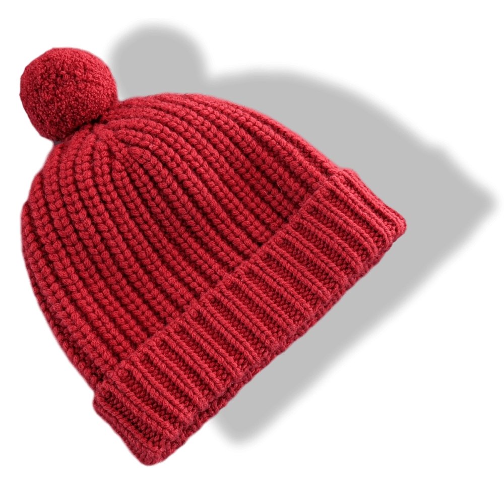 Hermes Red H 100% Cashmere POMPON HAT in Cote Angaise, BNEW! - poupishop