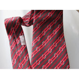 Hermes Red Horseshoe Twill Silk Tie, Black Label, Nr 5276 SA - poupishop