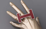 Hermes Red Leather & Palladium QUIZZ Belt Buckle H 32mm, New with Pochette! - poupishop