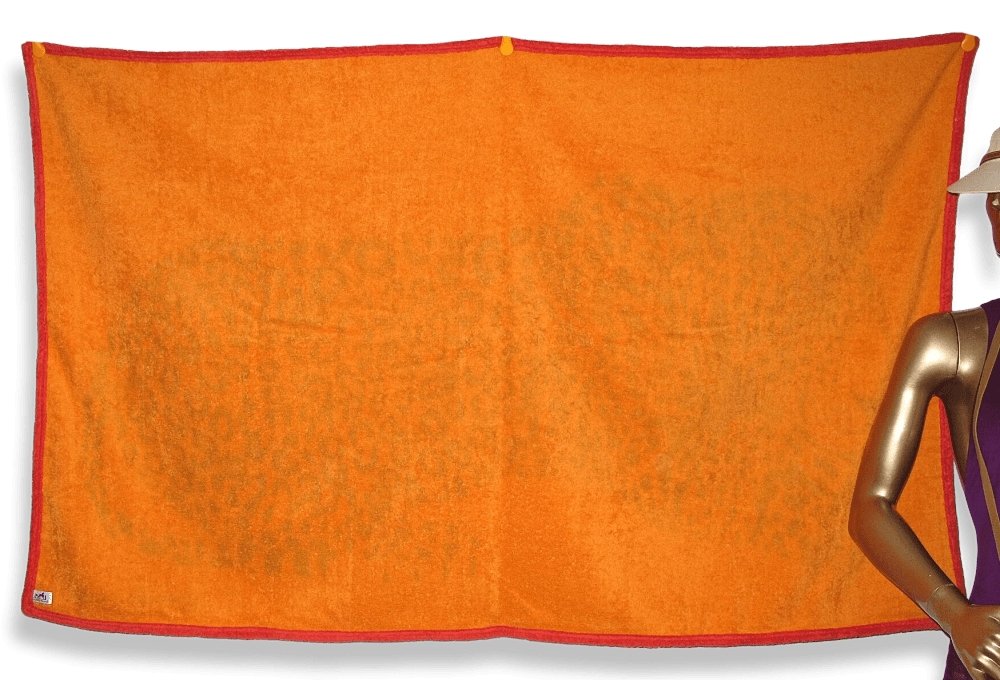 Hermes Red Orange CHEETAH Tapis de Plage Terry Beach Towel, XL 150 x 90cm cm, BNEW! - poupishop