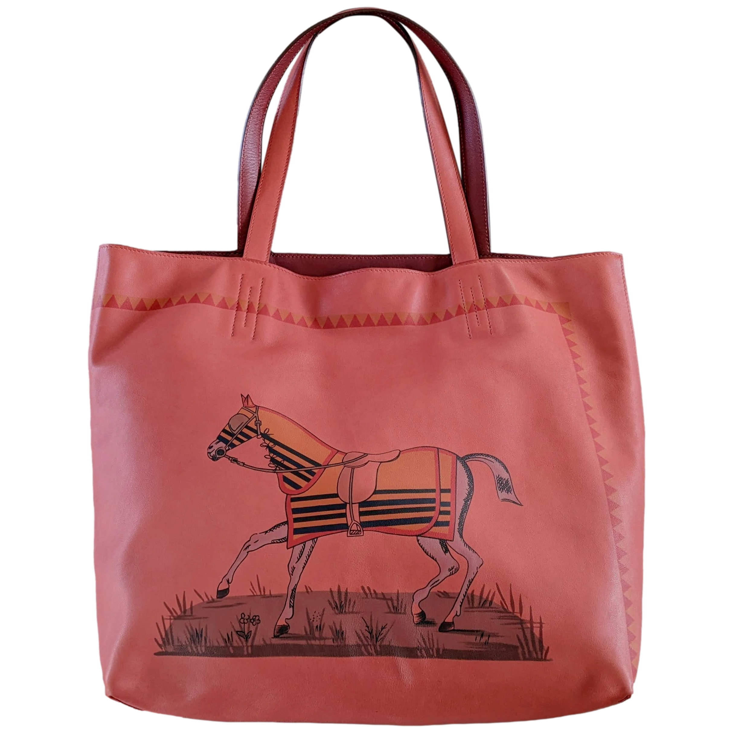 Hermes Sikkim Rouge Veau Bicolore "Sac Cabas Double Sens" Bag 36 cm